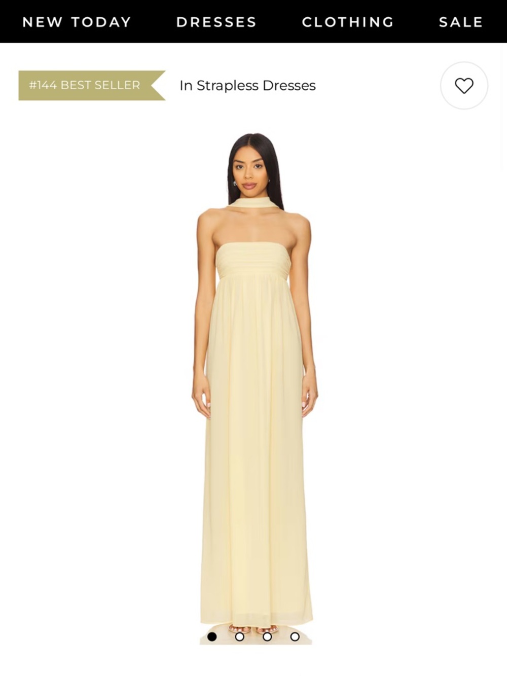 REVOLVE Strapless Maxi Dress in Pale Yellow